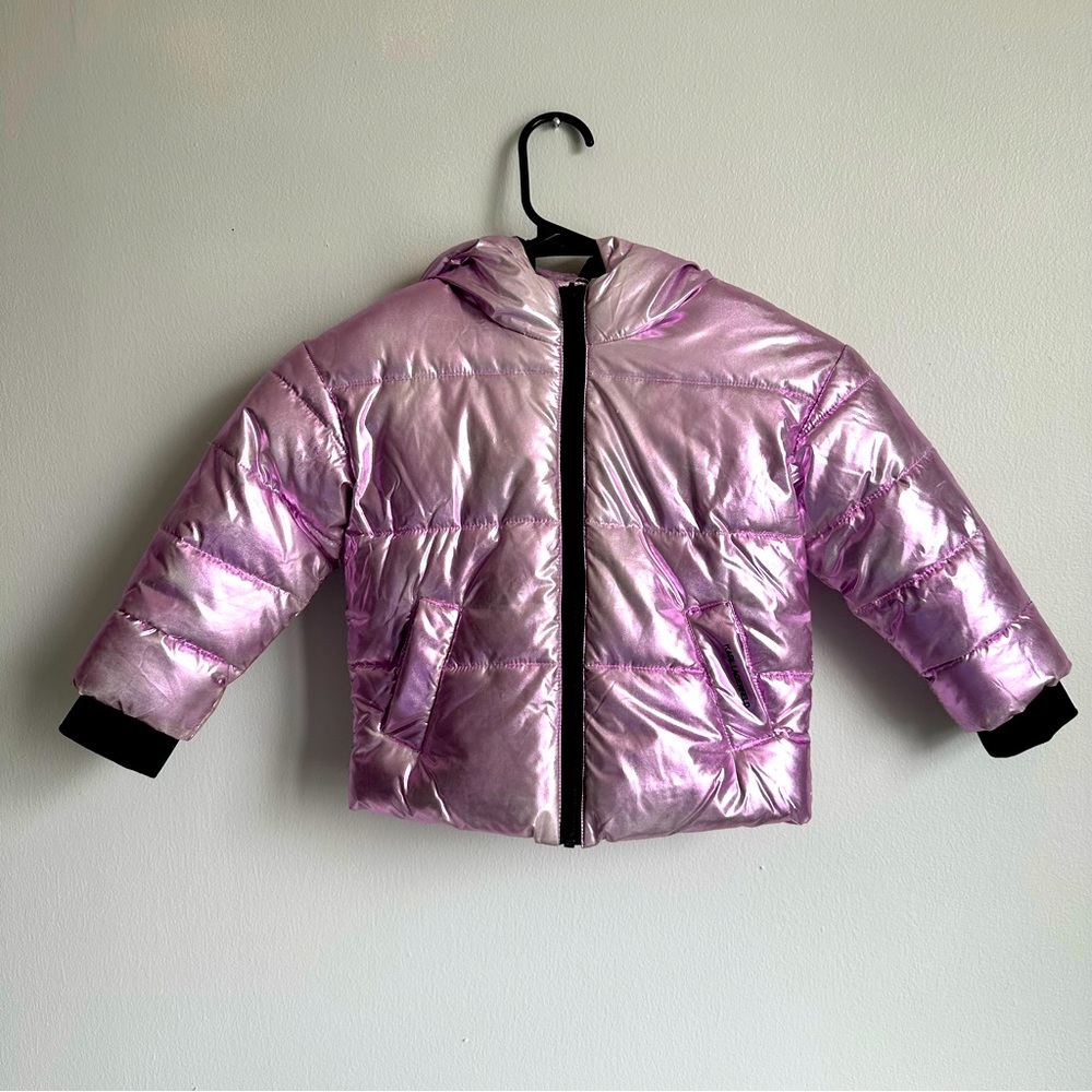 Karl Lagerfeld Kids Shiny Pink Puffer Jacket Size 3